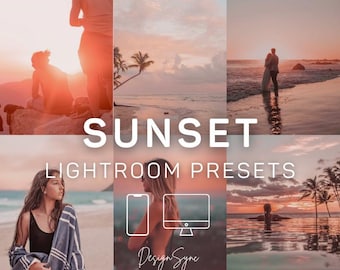 10 Sunset Lightroom Presets – Mobile & Desktop | Golden Hour, Warm Tones, Natural Light | Instagram-Ready
