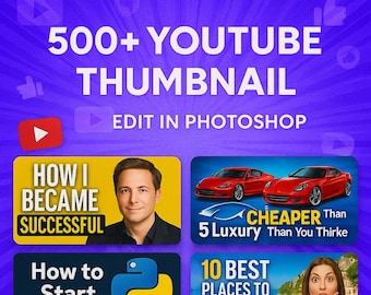 Ultimate YouTube Thumbnail Bundle – 500+ Click-Worthy Thumbnail Templates for Vlogs, Gaming, Business & More