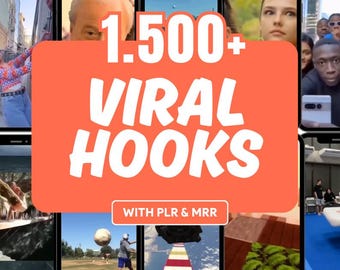 Paquete de más de 1500 Reels de ganchos virales para TikTok e Instagram con derechos PLR y MRR