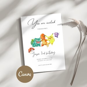 Veränderbare Pokemon Geburtstagseinladung | Pokemone Einladung Vorlagen | Canva Vorlagen | Pikachu Geburtstagsparty | Geburtstagsflieger 13 x 18 x 18 cm