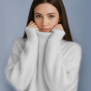 Maglione soffice in lana e cashmere - Morbido maglione in maglia di visone, caldo pullover da donna