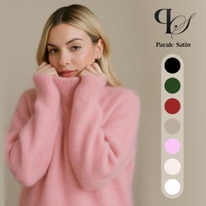 Maglione a collo alto in cashmere di visone: soffice maglione oversize in maglia