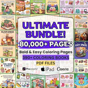 Coloring Books Bundle, Coco Wyo Digital Coloring Pages PDF, Girl Moments, Cute Cozy Comfy Kawaii Printable Sheets for Adults & Kids