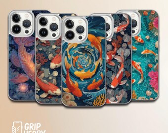 Koi Fish Phone Case Japanese Art Ocean Cover voor iPhone 17, 17Pro, 16e, 15, 14, 13, Samsung S25, S24, S23, S22, A16, A56, Pixel 10Pro, 9A
