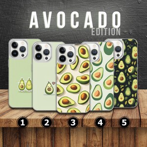 Kawaii Avocado Phone Case Cute Food cover for iPhone 16, 15, 14, 13, 12, 11, SE, Samsung S25 Edge, A15, S21, S23, Pixel 9A, 8 Pro