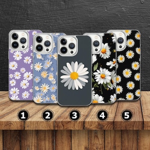 Daisies Phone Case Floral cover for iPhone 16, 15, 14, 13, 12, 11, SE, Samsung S25 Edge, A15, S21, S23, Pixel 9A, 8 Pro