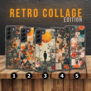Funda de teléfono con collage retro y estética vintage para iPhone 16, 15, 14, 13, 12, 11, SE, Samsung S25 Edge, A15, S21, S23, Pixel 9A, 8 Pro