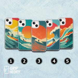 Retro Surfing Phone Case Summer Touch cover for iPhone 16, 15, 14, 13, 12, 11, SE, Samsung S25 Edge, A15, S21, S23, Pixel 9A, 8 Pro