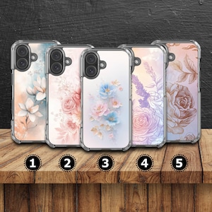 Floral Phone Case Flower Painting cover for iPhone 16e, 14, 13, 12, 11, SE, Samsung S25 Edge, A15, S21, S23, Pixel 9A, 8 Pro