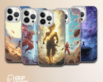 Custodia in gel TPU con Goku Super Saiyan di Dragon Ball Z per iPhone, Samsung e Pixel – Ultra protettiva, sottile, con design anime.