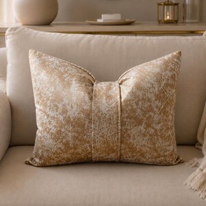 Luxury Gold Cushion Cover | Textured Lumbar Cushion Cover | Rectangle Throw Pillow Cover | Modern Sofa Decor | Handmade