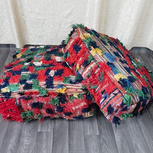 Set Of 2 Floor Cushion Cover - Moroccan Floor Couch - Outdoor Red Kilim Pillows - Azilal Cushion Cover - Cushion Covers - Moroccan Ottoman