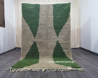 Handmade Green Berber Rug – Moroccan Wool Bohemian Rug