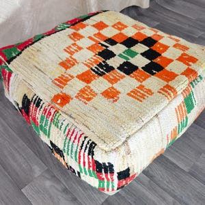 Yoga Meditation Cushion - Bohemian Decor - pouf cover - Shaggy Wool Floor Cushion - Berber Pillow - vintage moroccan- Set of Pouf - Cushion
