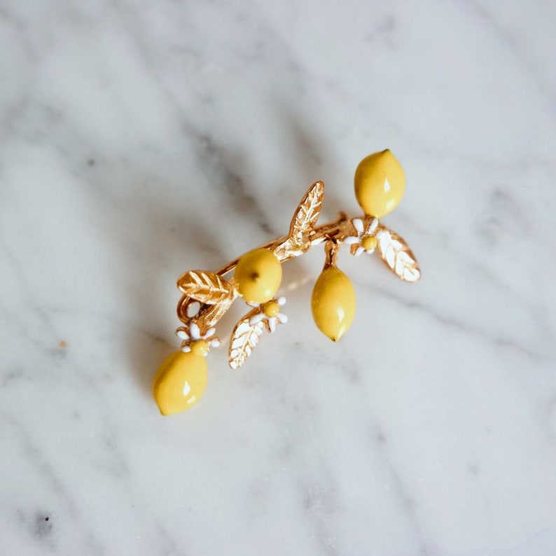 Lemon brooch, summer jewellery, food jewellery, fruit jewellery, gift for her, free shipping, lemon jewellery image 2