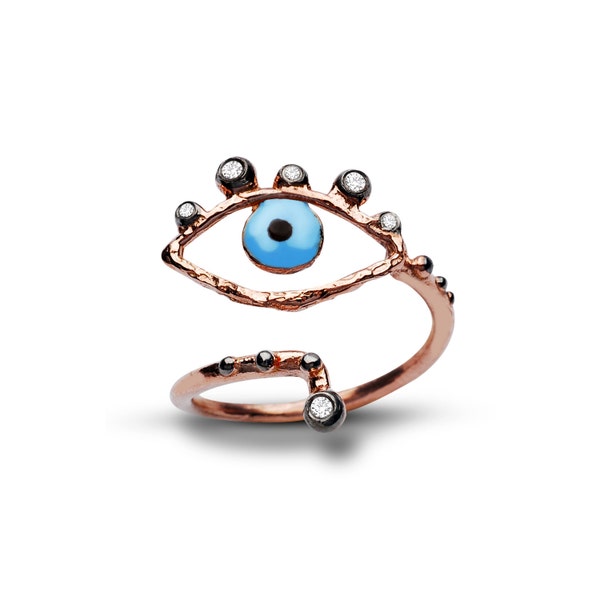 evil eye ring with stones-FREE SHIPPING