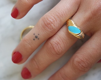 Turquoise vintage gold vermeil ring, handmade ring, free shipping, vintage inspired jewellery, birthday gift, gift for her, free shipping