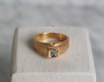 Vintage gold plated ring, turquoise colored zircon ring, gift for her, free shipping, christmas gift