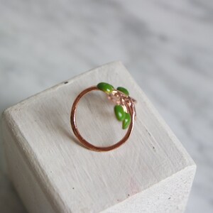 green olive branch ring image 5