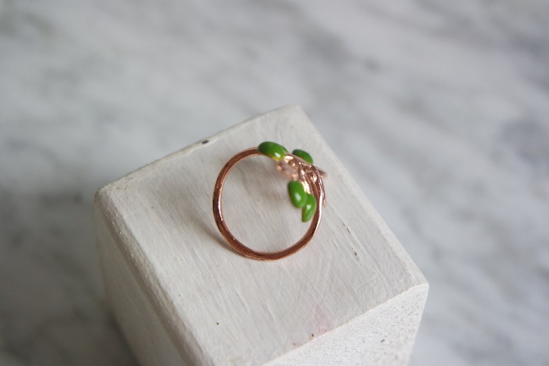 green olive branch ring image 5