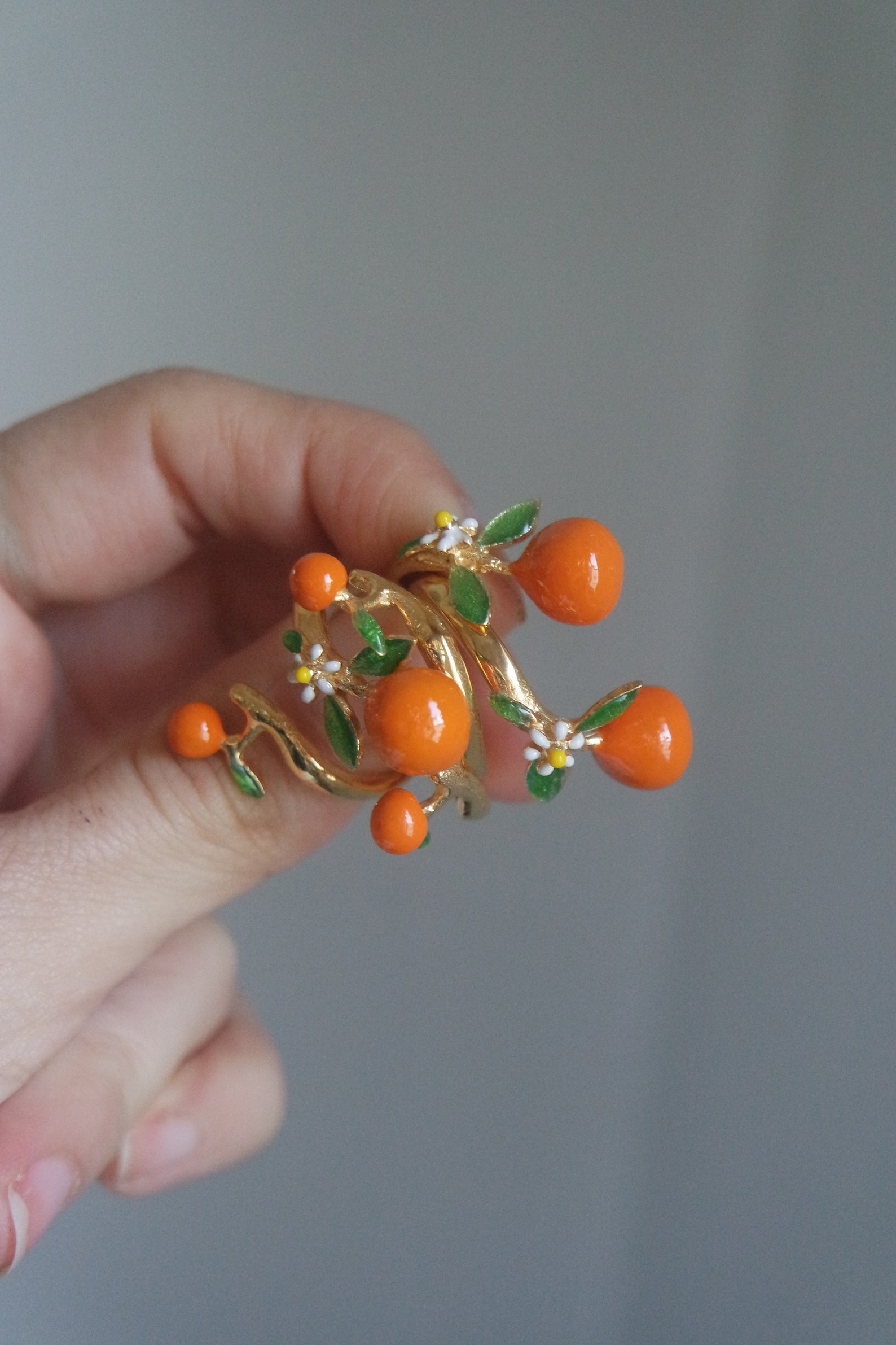 Realfruit Rings Orange Gold Plated Adjustable Ring, Fruit, Gift for Her, Free Shipping ...