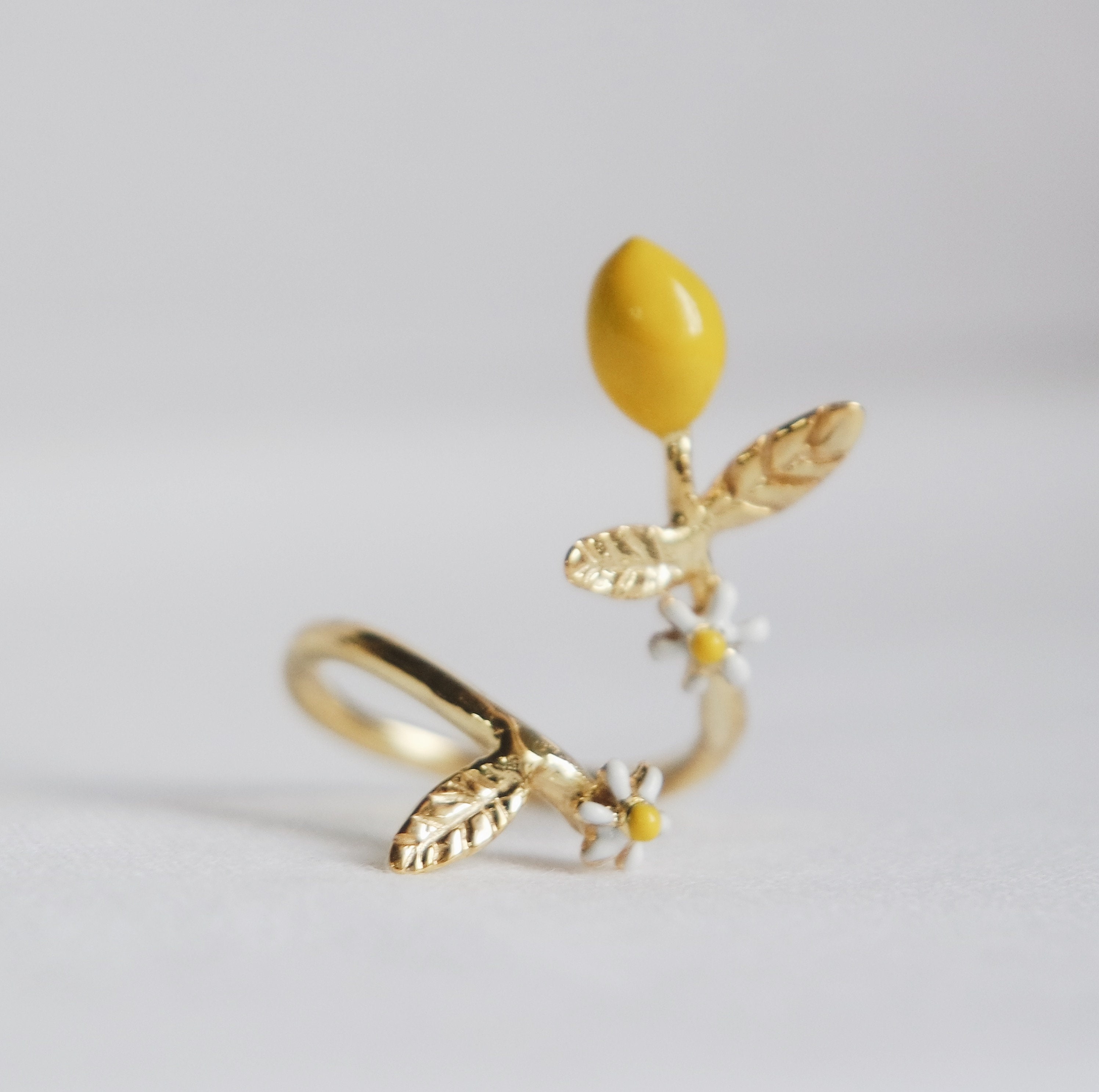 Realfruit Rings Lemon Gold Plated Adjustable Ring, Fruit, Gift for Her, Free Shipping ...