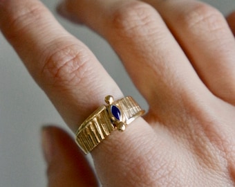 Vintage navy gold vermeil ring, handmade ring, free shipping, vintage inspired jewellery, birthday gift, gift for her, free shipping