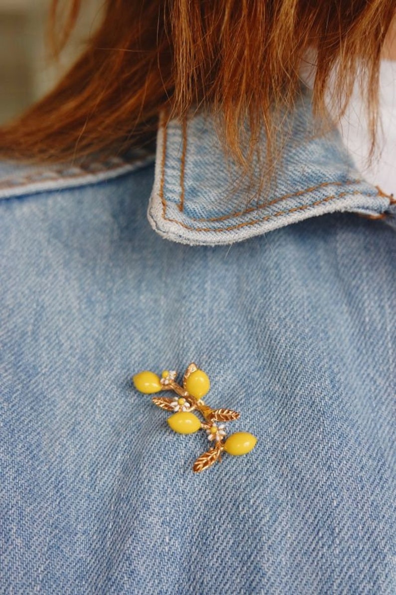 Lemon brooch, summer jewellery, food jewellery, fruit jewellery, gift for her, free shipping, lemon jewellery image 1