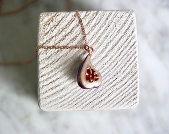 half fig necklace, rose gold plated, gift for her, christmas, free shipping