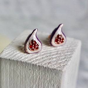 half fig earring, rose gold plated, gift for her, christmas, free shipping, fig jewellery, feminine jewellery