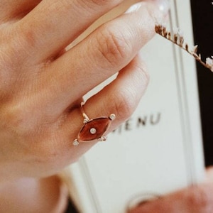 Vintage  little finger ring - gift for her - enamel - zircon - free shipping
