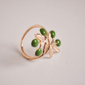 green olive branch ring image 4