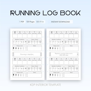 Dziennik biegania w formacie PDF | Codzienny rejestr biegania | 15-23 cm | Planer fitness do druku | Natychmiastowe pobranie