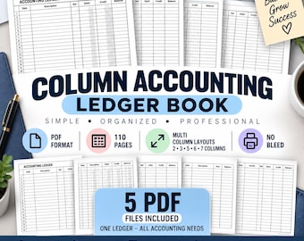 Column Accounting Ledger Book Printable | Multi Column Ledger | PDF