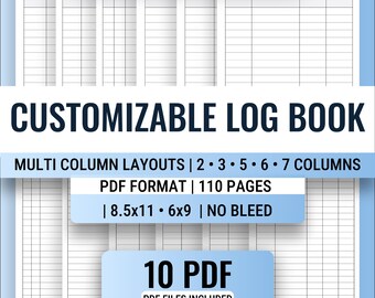 Carnet de bord personnalisable imprimable | Pages de journal à plusieurs colonnes | PDF numérique