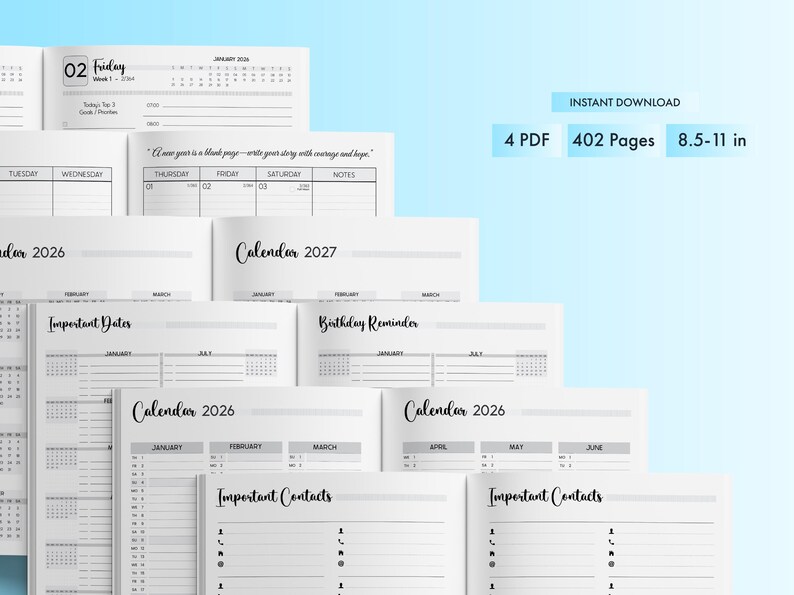 2026 Daily Planner Printable | Daily Organizer | Digital PDF - Etsy
