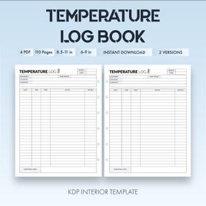 Libro de registro de temperatura imprimible / Registro de temperatura / PDF digital