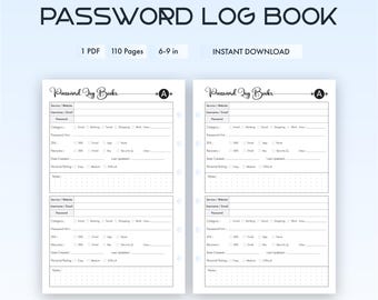 Password Log Book | Password Organizer | Login Tracker