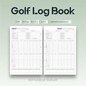 Golf Log Book Printable | Golf Score Tracker | Digital PDF
