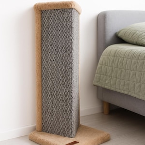 Modern Corner Cat Scratcher – Verical Scratching Post & Board, Cat Furniture, Cat Climbing Carpet Scratcher, Handmade Custom Cat Gift