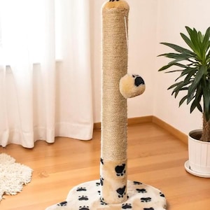 Tiragraffi moderno per gatti - Tiragraffi verticale in juta e asta, mobile per arrampicata per gatti con giocattolo, tiragraffi fatto a mano, regalo personalizzato per gatti