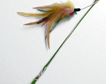 Feather Cat Wand Toy – Interactive Teaser Stick for Cats, Sensory Enrichment Cat Toy, Durable Play Wand, Unique & Custom Gift for Cat
