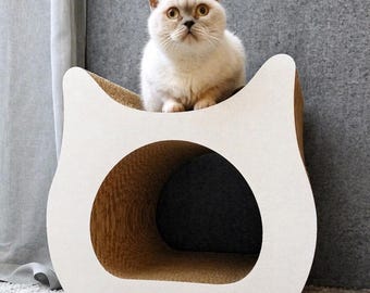 Rascador y cama para gatos hechos a mano – Muebles modernos para gatos, casa y tumbona de cartón para gatos, tabla rascadora y cueva para gatos, condominio para gatos, regalos para gatos
