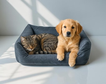 Modern Small Cat & Dog Bed – Handmade Durable Couch Bed, Washable Luxury Sofa Bed, Orthopedic Minimalist Custom Bed, Gift for Cats and Dogs