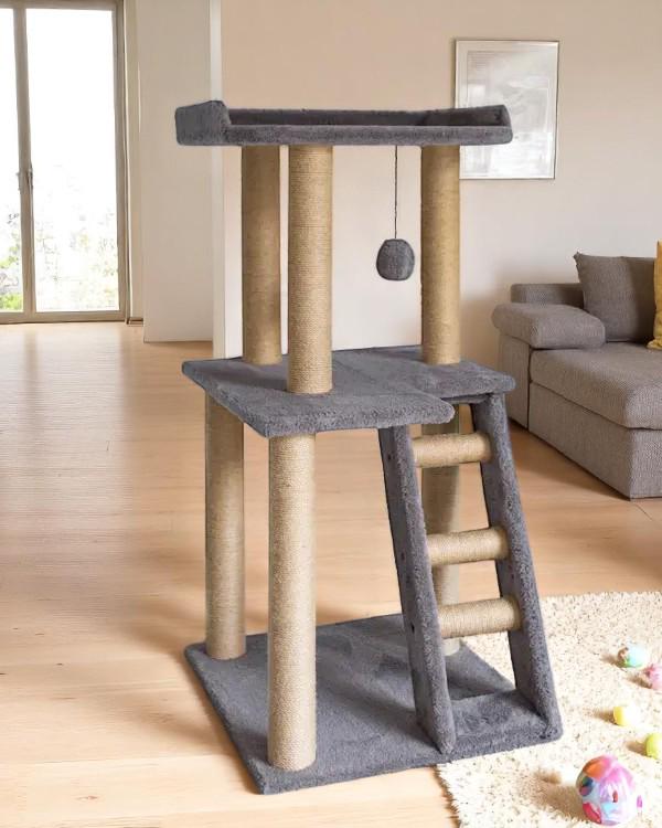 Tall Modern Cat Tree Tower – Jute Sisal Scratcher & Scratching Climbing Post, Cat Toy Furniture, Cat Condo Perch, Handmade Custom Cat Gift