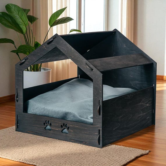 Modern Wooden Cat Dog House – Handmade Indoor Pet House