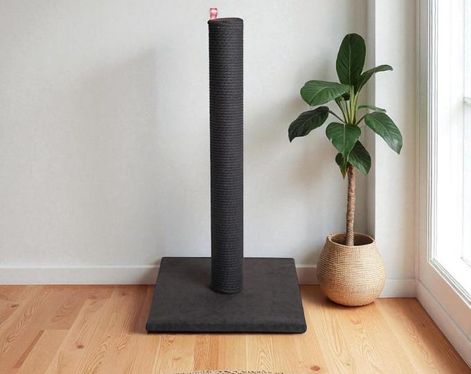 Handmade Cat Scratcher – Tall Rope Scratching Post & Pole, Modern Cat Scratch Post, Vertical Climbing Toy Furniture, Custom Gift for Cats