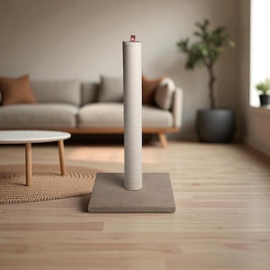 Modern Cat Scratcher – Tall Cotton Scratching Post, Handmade Cat Scratch Post & Pole, Vertical Cat Climbing Furniture, Indoor Gift for Cats