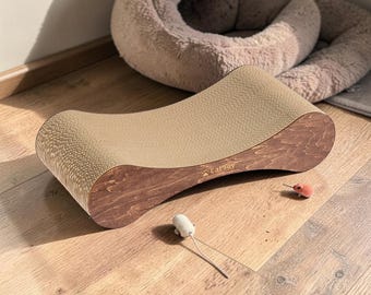 Rascador y cama para gatos hechos a mano – Muebles modernos para gatos, tumbona de madera para gatos, tabla rascadora de cartón para gatos, sofá rascador para gatos, regalos para gatos