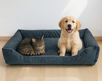 Modern Large Cat & Dog Bed – Handmade Durable Couch Bed, Washable Luxury Custom Bed, Orthopedic Minimalist Cozy Sofa, Gift for Cats and Dogs